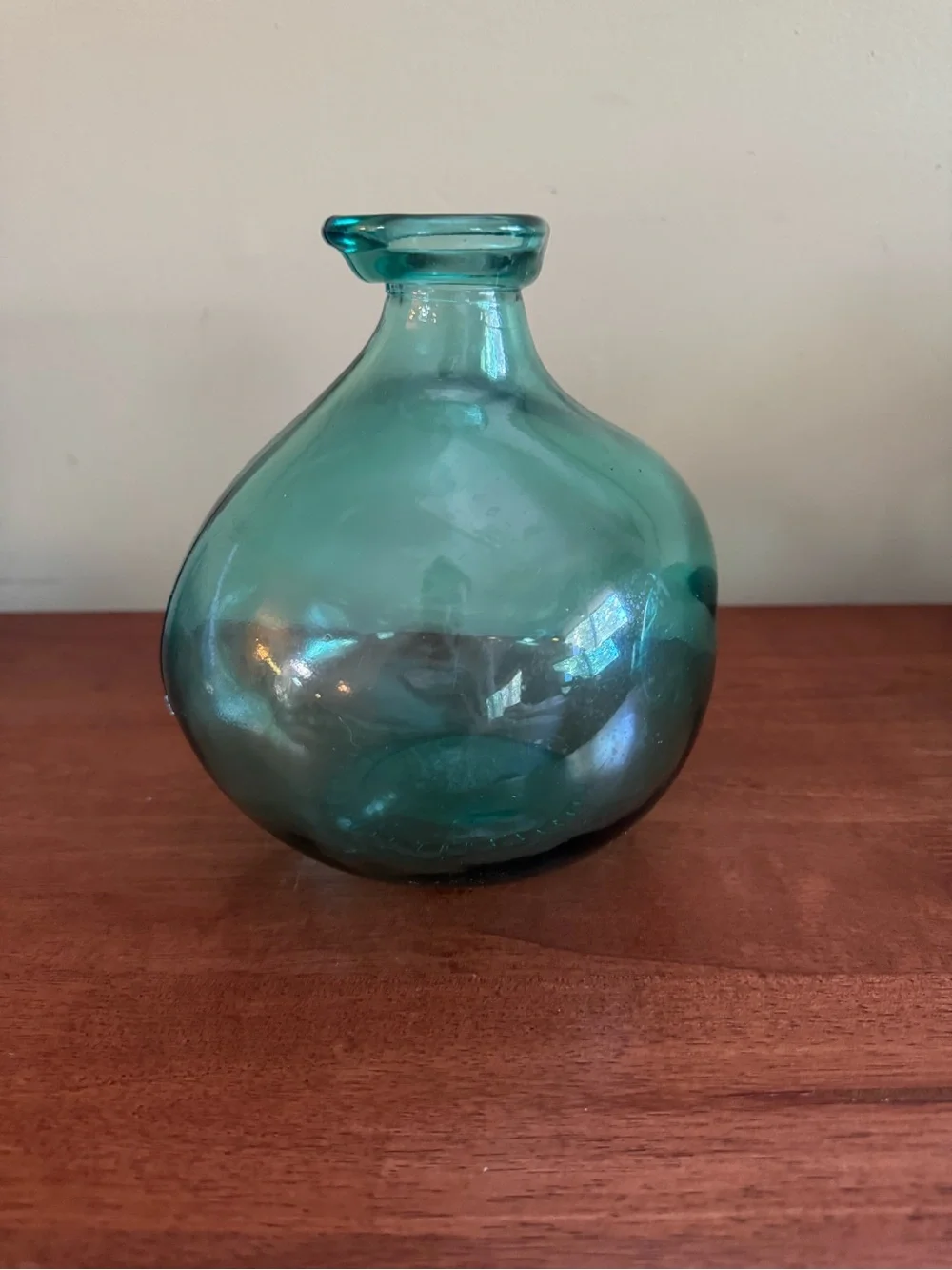 Set of 2 Blue-Green Glass Bottle Vases | Vintage Style Bud Vases | Coastal, Boho
